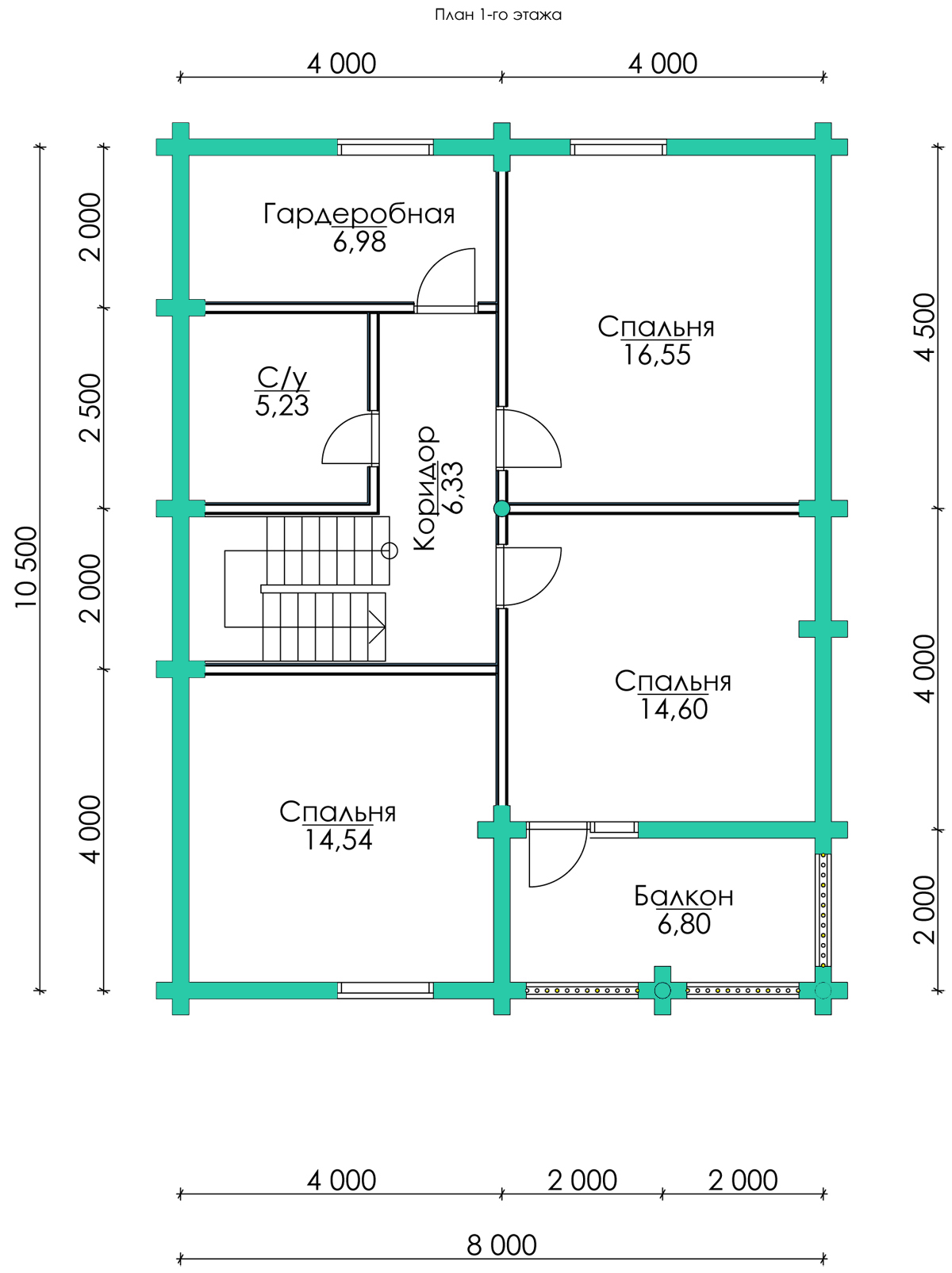 Проект дома из бревна 176 м² Проект дома из бревна 176 м²