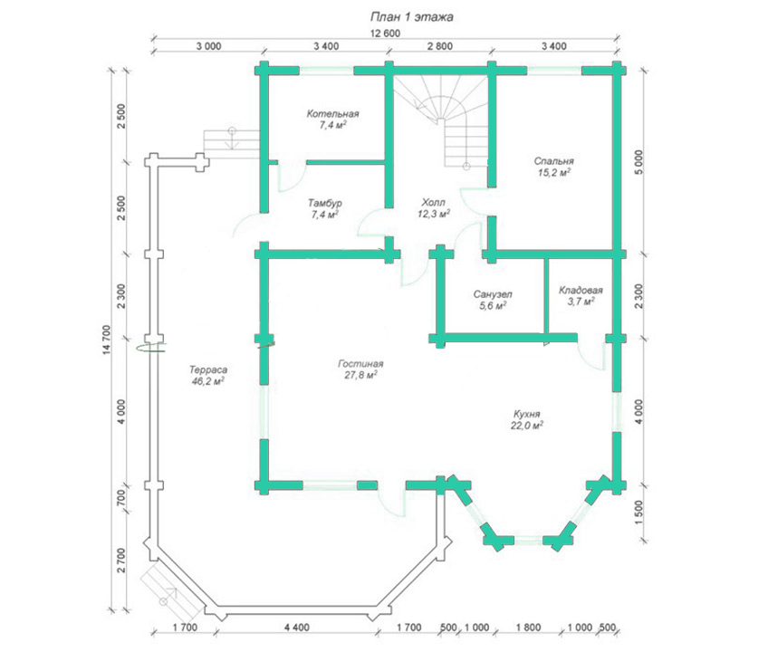 Проект дома из бревна 273 м² Проект дома из бревна 273 м²