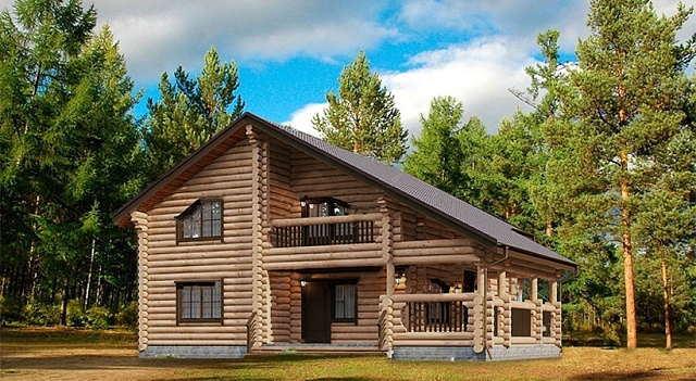 Проект дома из бревна 226 м²