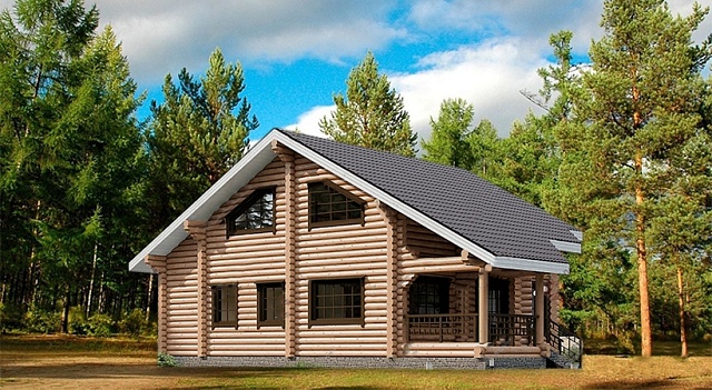 Проект дома из бревна 174 м²