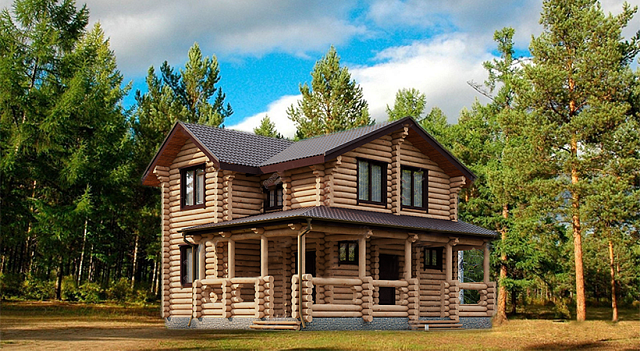 Проект дома из бревна 154 м²
