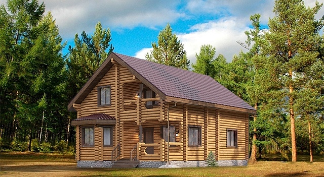 Проект дома из бревна 176 м²