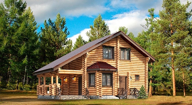Проект дома из бревна 125 м²